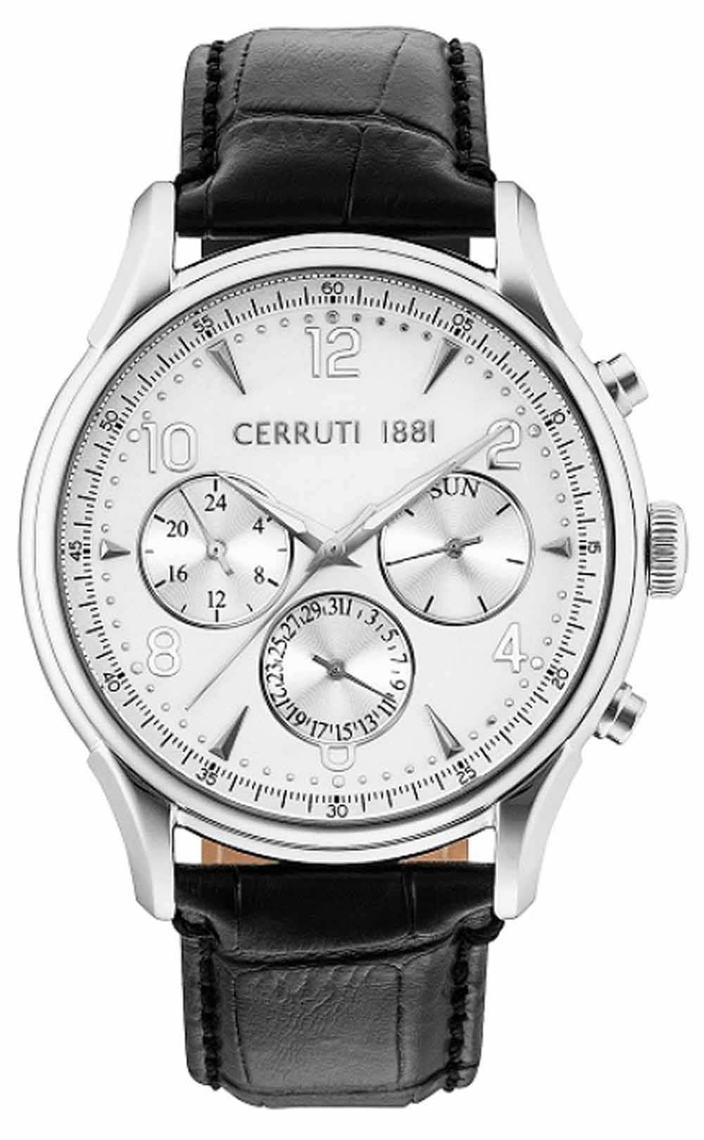 Cerruti 1881 Bellagio Mens Black Leather Strap Watch CRA107SN01BK
